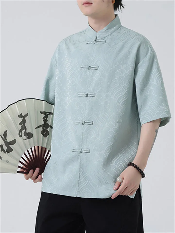 Silky Comfortable Men's Jacquard Tang Suit Shirts