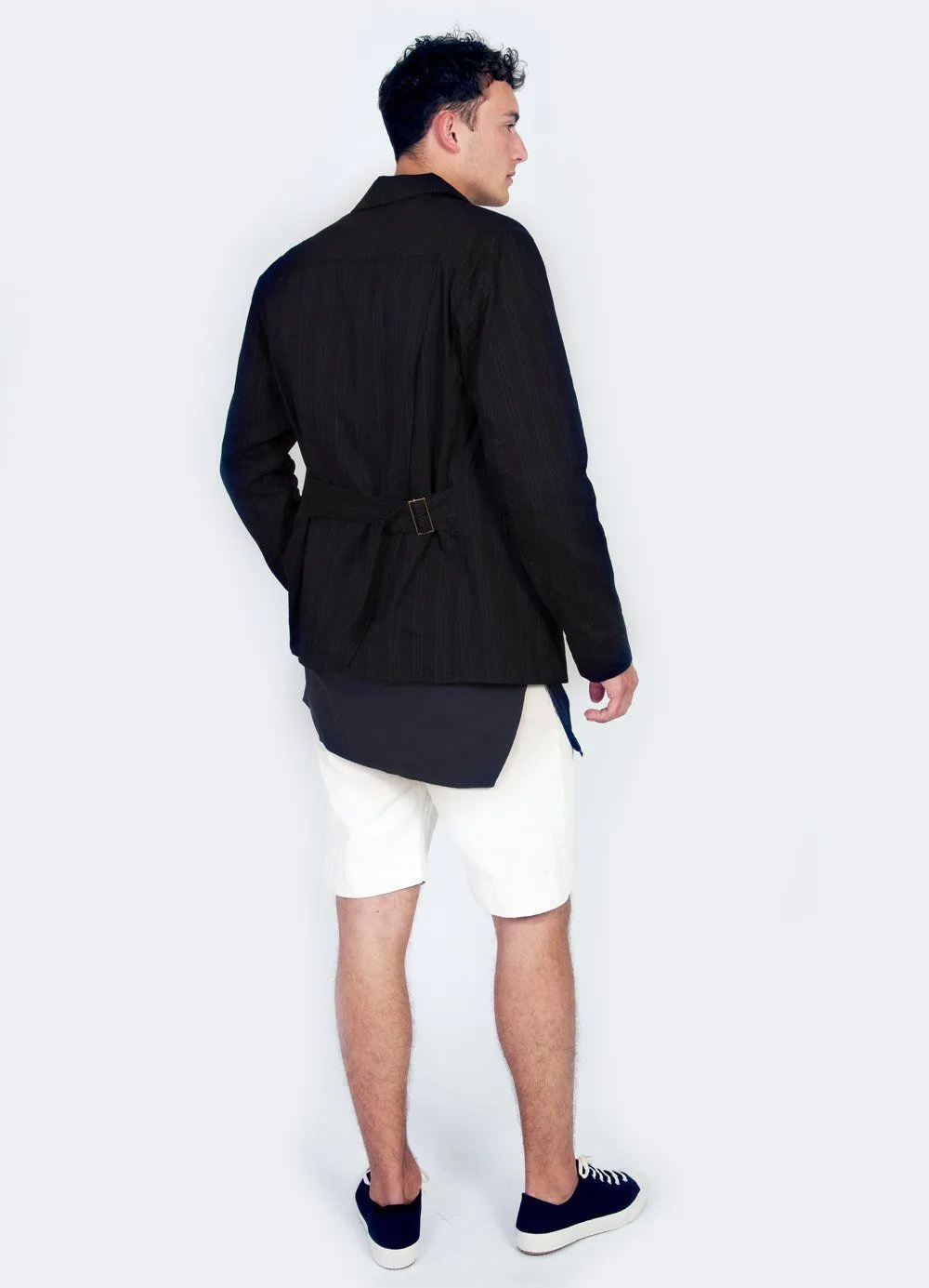 SIMON | Open Back Blazer | Black Stripe