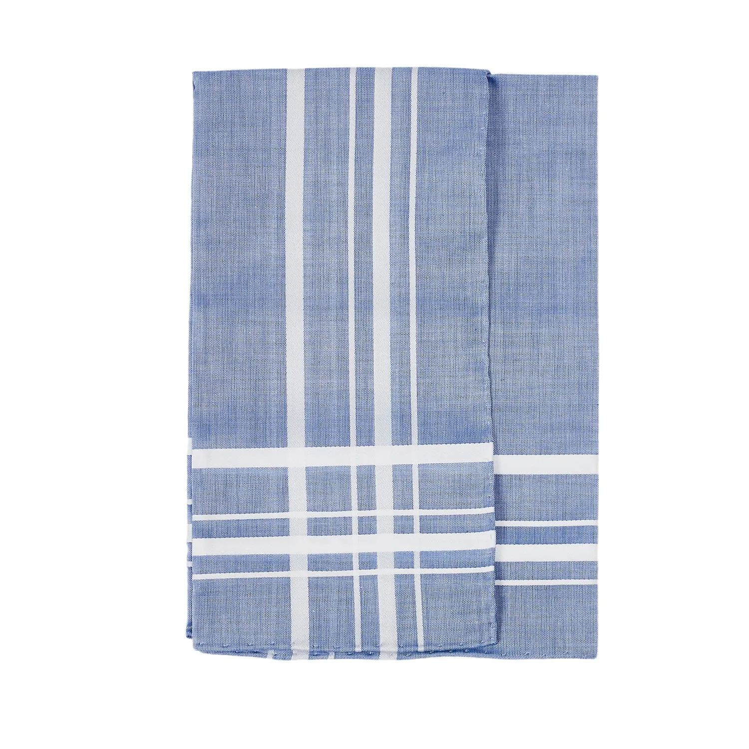 Simonnot Godard Blue & White Satin Check Cotton Pocket Square