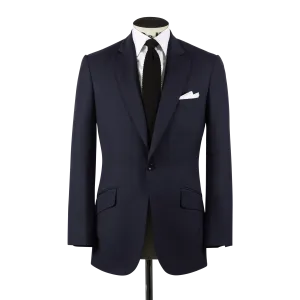 Single Breasted Notch Lapel Suit in Dark Navy Blue Plain Weave