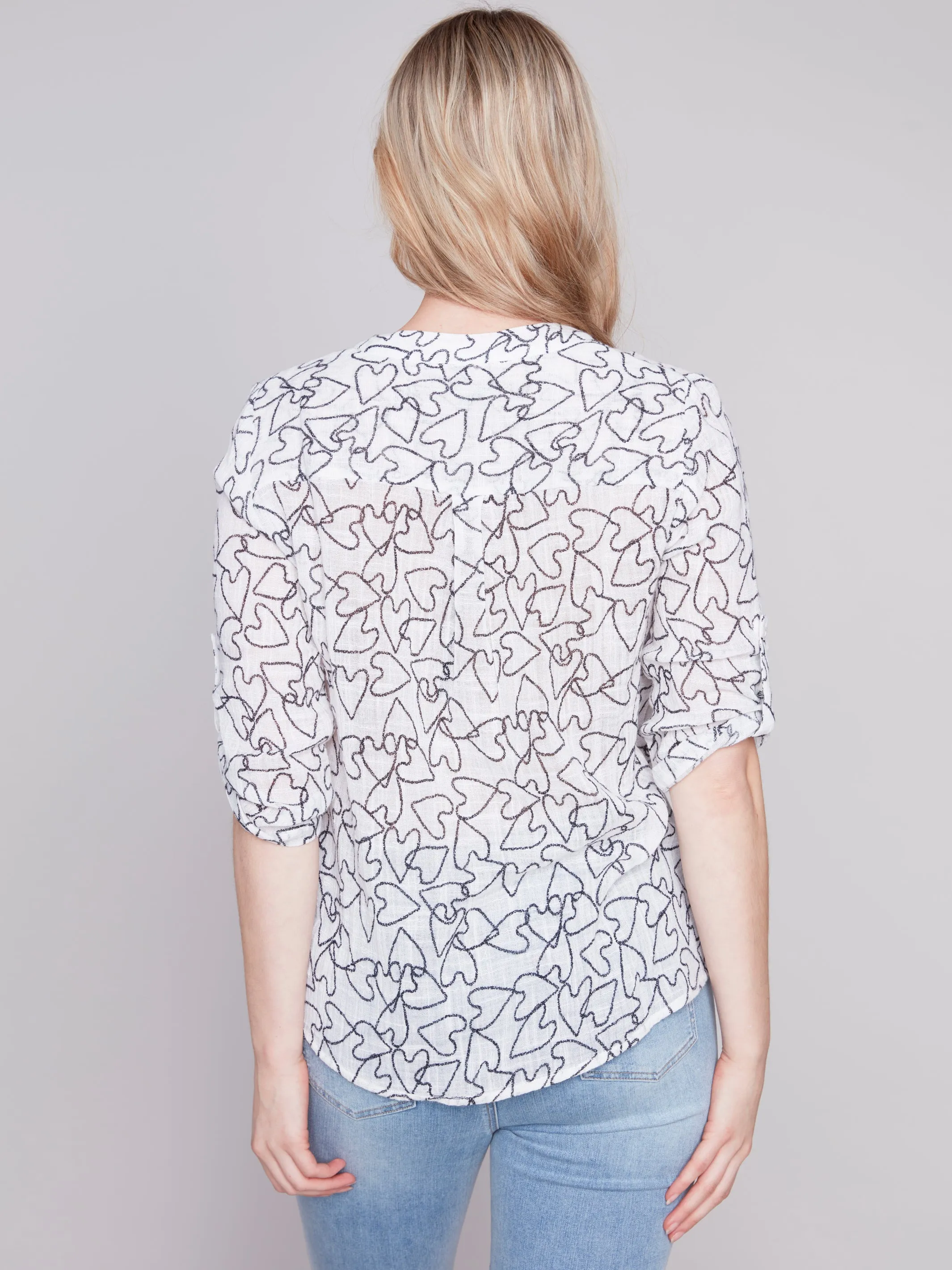 Sky Printed Cotton Gauze Blouse