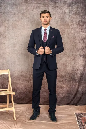 The WHU Collection - BROMLEY Navy Check Three Piece Suit As Worn By Aaron Cresswell