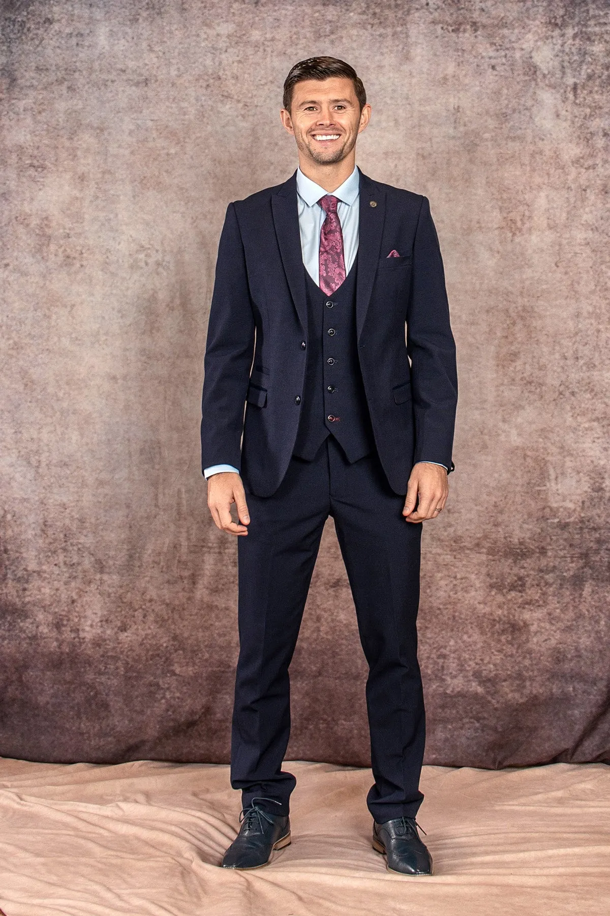 The WHU Collection - BROMLEY Navy Check Three Piece Suit As Worn By Aaron Cresswell