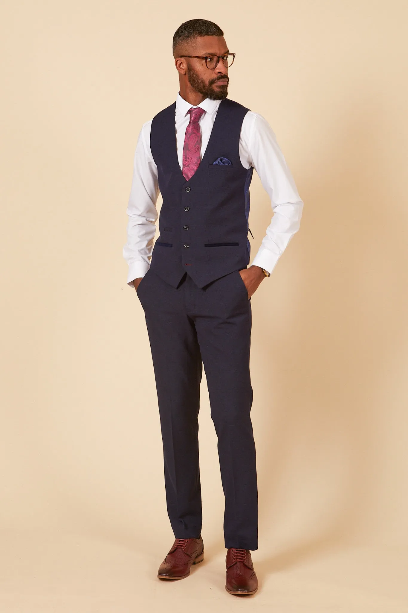 The WHU Collection - BROMLEY Navy Check Three Piece Suit As Worn By Aaron Cresswell