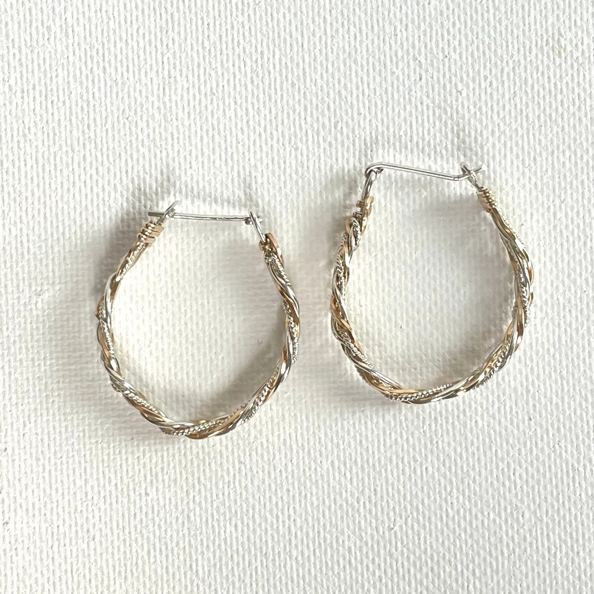 Twisted Sterling Silver and Gold Earrings