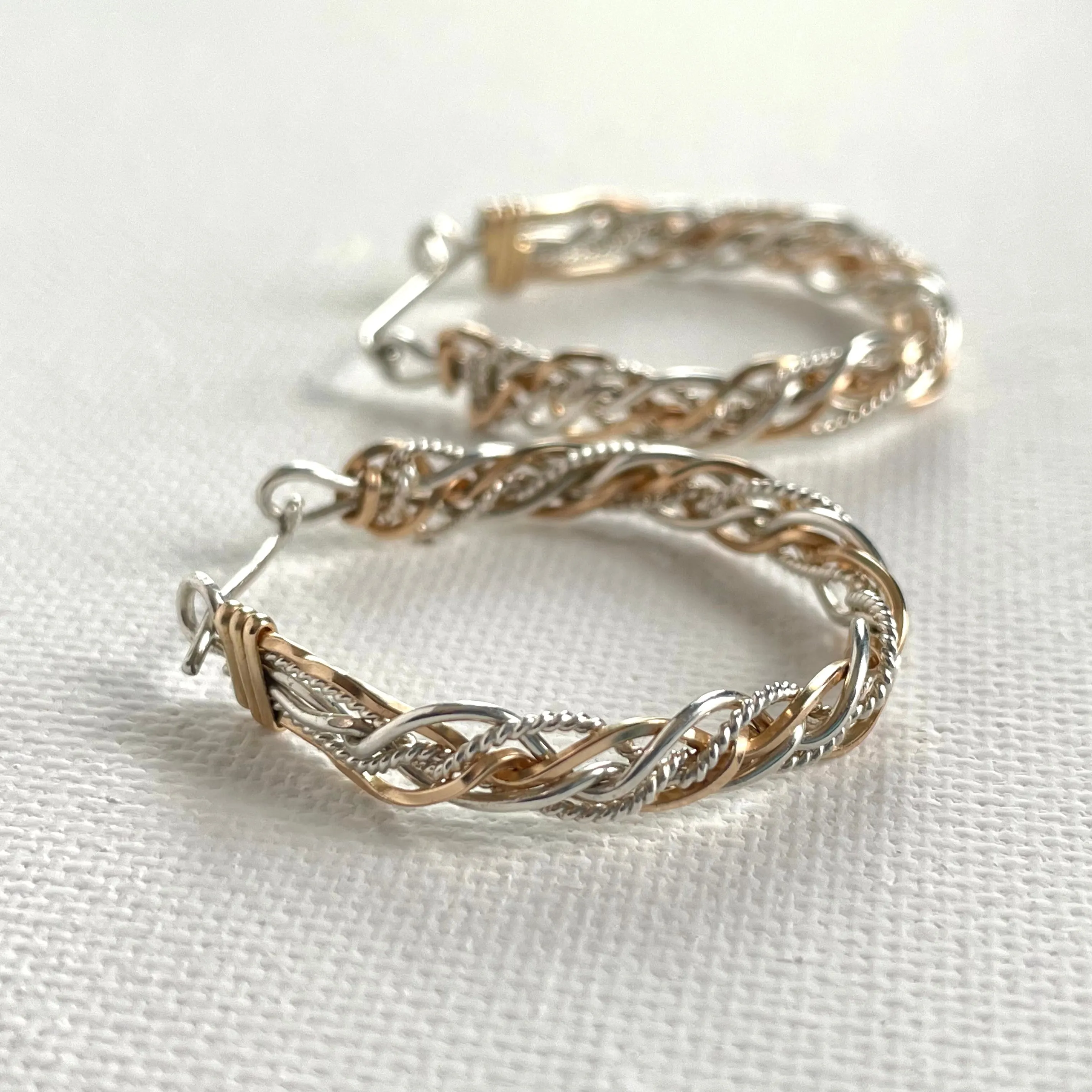 Twisted Sterling Silver and Gold Earrings