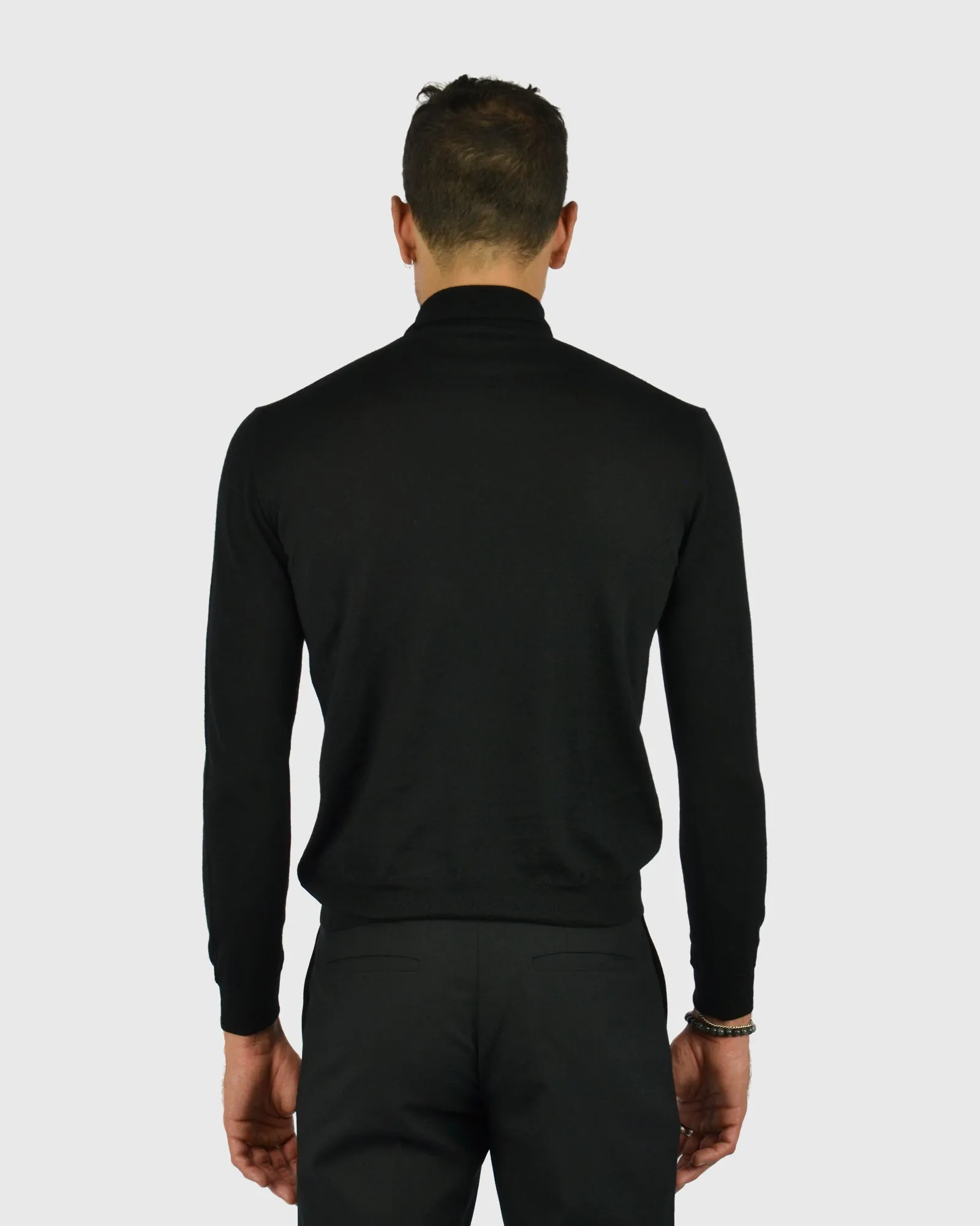 VISCONTI W23R BLACK WOOL ROLL NECK / POLO NECK