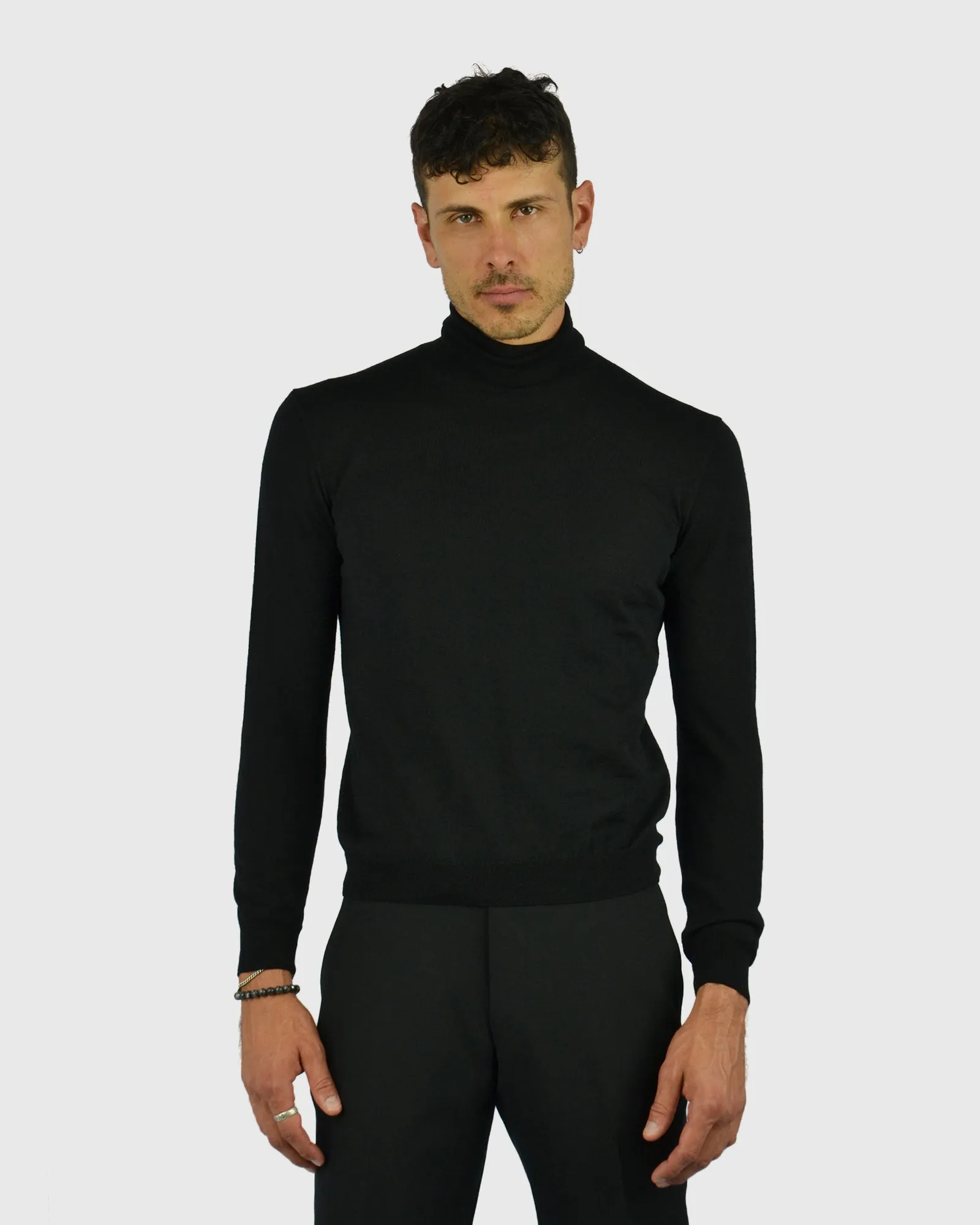 VISCONTI W23R BLACK WOOL ROLL NECK / POLO NECK