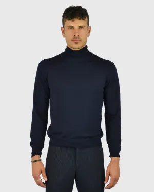 VISCONTI W23R NAVY WOOL ROLL NECK / POLO NECK