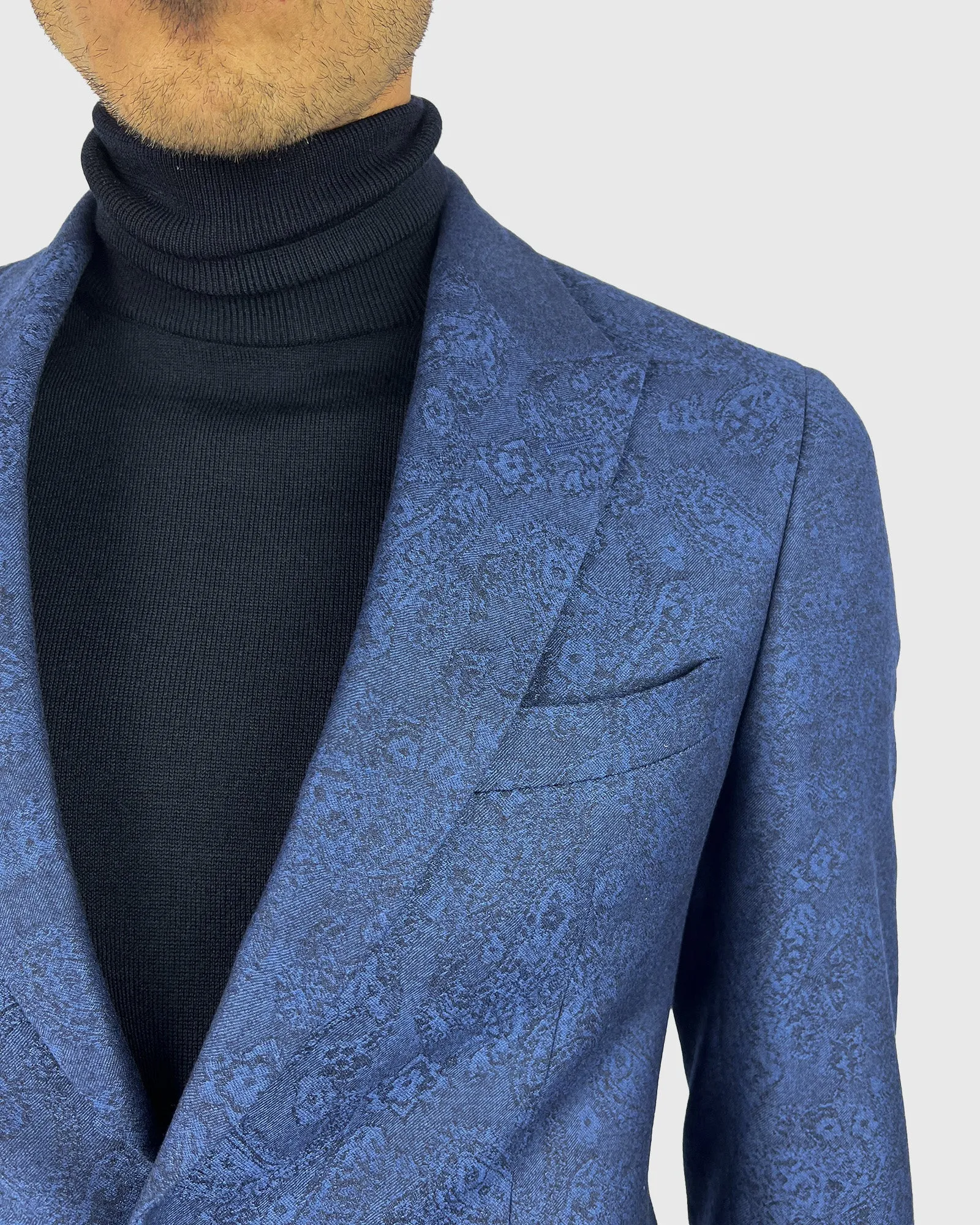 VISCONTI W23R NAVY WOOL ROLL NECK / POLO NECK