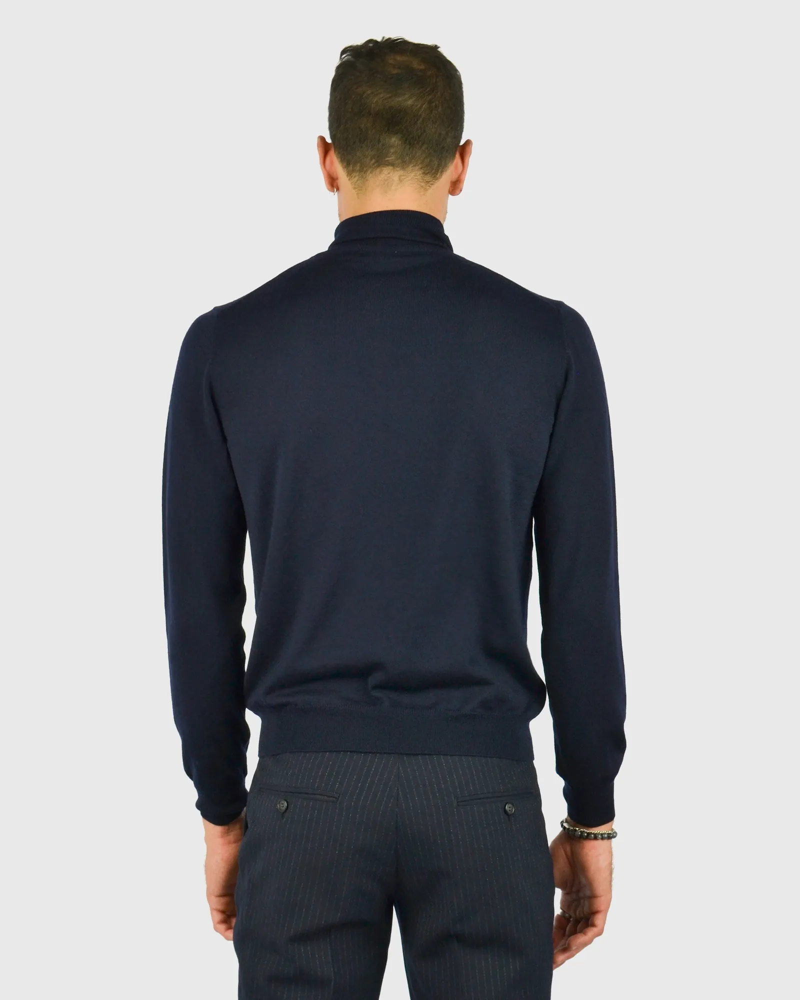 VISCONTI W23R NAVY WOOL ROLL NECK / POLO NECK