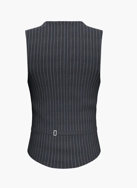 Waistcoat Grey Pinstripe Super 120'S / Style No WL2335079