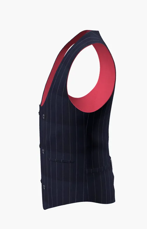 Waistcoat Navy Blue Pinstripe Super 110'S/ Style No WL2335083