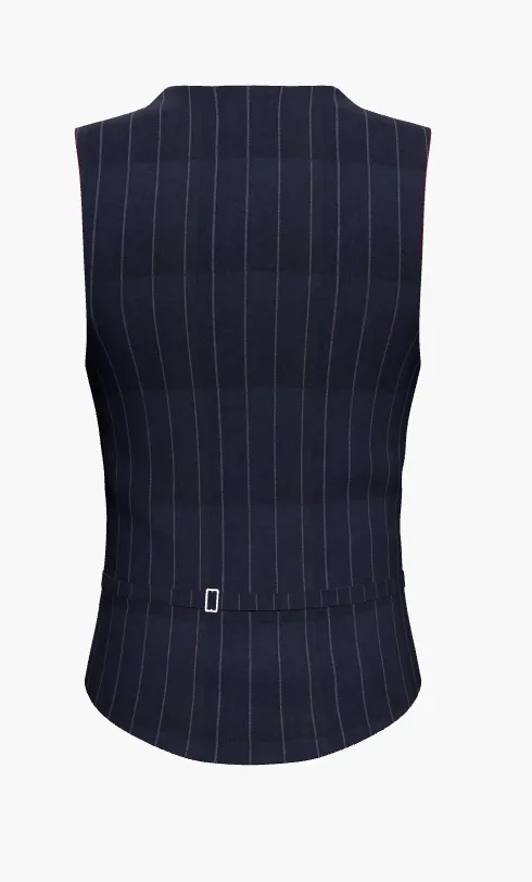 Waistcoat Navy Blue Pinstripe Super 110'S/ Style No WL2335083