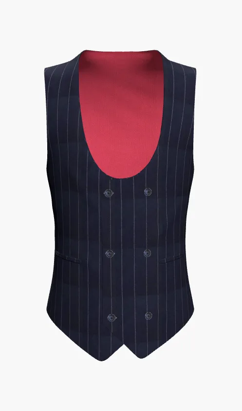 Waistcoat Navy Blue Pinstripe Super 110'S/ Style No WL2335083